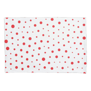 Elegant Modern Polka Dots -Red- Customise BG Pillowcase