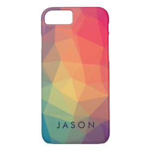 Elegant modern polygonal coloured  add your name iPhone 8/7 case