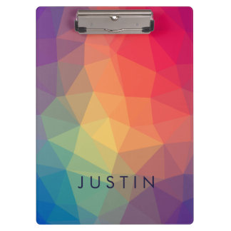 Elegant modern polygonal coloured add your name clipboard