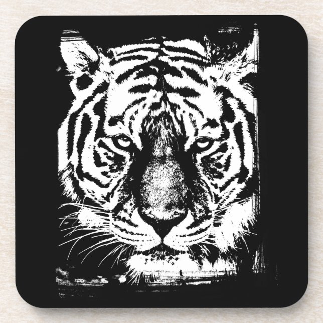 Elegant Modern Pop Art Tiger Head Template Coaster (Front)