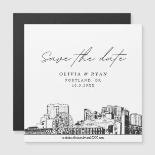 Elegant Modern Portland Save the Date Magnet