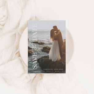 Elegant Modern Portrait Photo Save the Date Postca Postcard