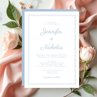 Elegant Modern Powder Blue Script Wedding Invitation
