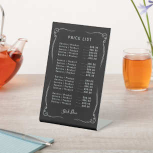 Elegant Modern Price List Service Menu Pedestal Sign