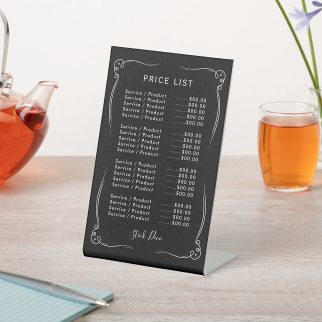  Elegant Modern Price List Service Menu Pedestal Sign (In SItu)