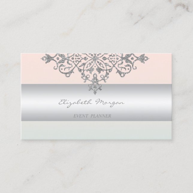 Elegant Modern Professional Charming,Lace Business Card (Front)