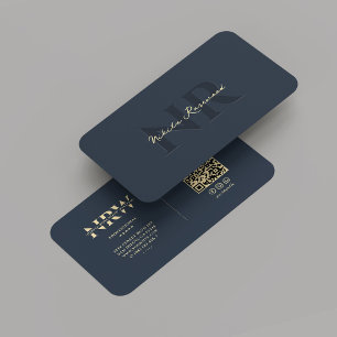 Elegant Modern Professional Dark Blue Monogram Business Card