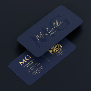 Elegant Modern Professional Dark Navy Blue Business Card