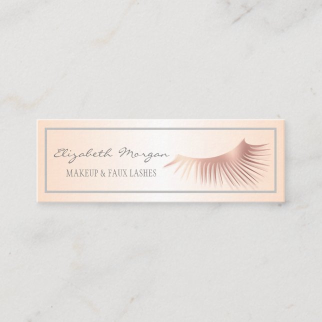 Elegant Modern Professional Faux Lashes, Frame Mini Business Card (Front)