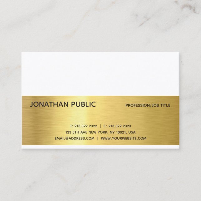 Elegant Modern Professional Gold Plain Luxury Chic Business Card (Front)