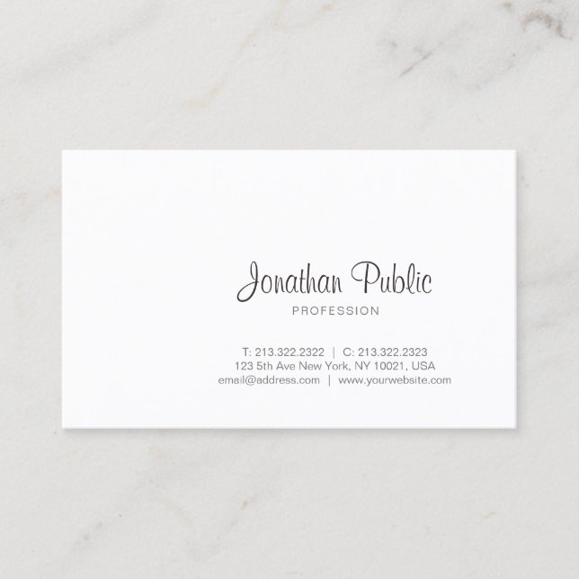 Elegant Modern Professional Handwritten Script Business Card (Front)