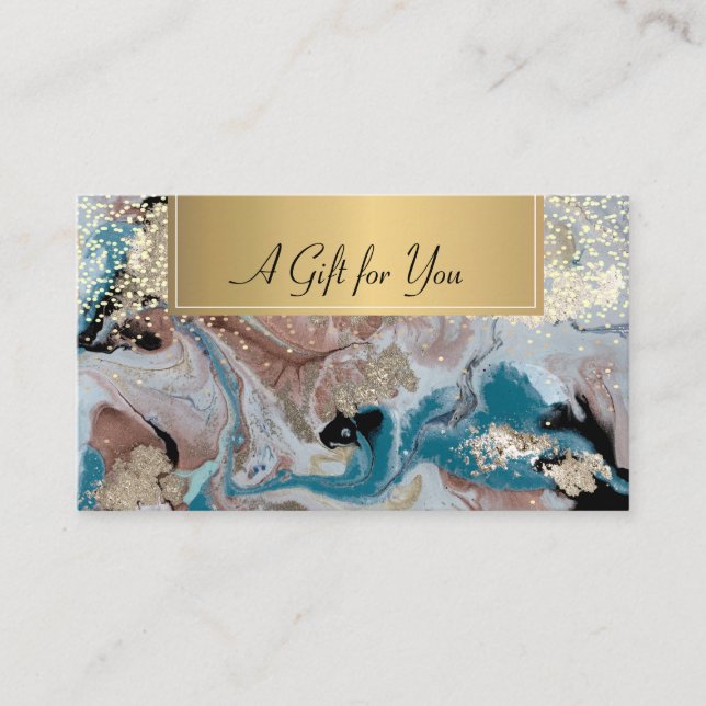 Elegant Modern,Professional Marble Gold Confetti Discount Card (Front)