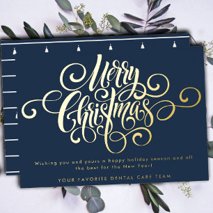 Elegant Modern Professional Merry Christmas Script Foil Holiday Card