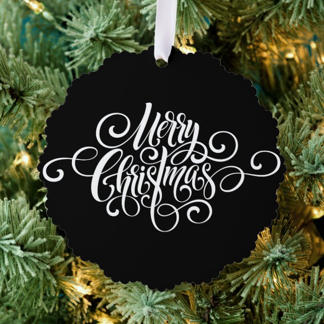 Elegant Modern Professional Merry Christmas Script Tree Decoration Card (Insitu (Tree))