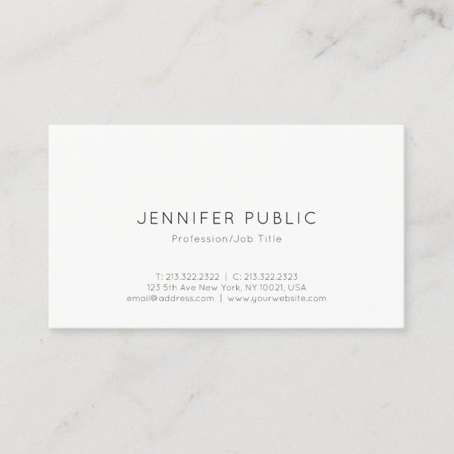 Elegant Modern Professional Minimalist Sleek Plain Business Card (Front)