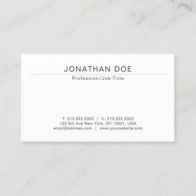 Elegant Modern Professional Minimalist Template Business Card (Front)