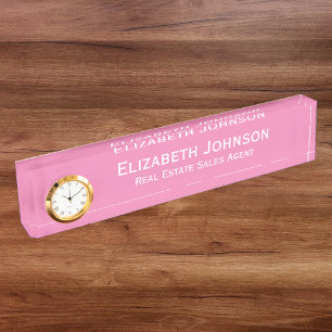 Elegant Modern Professional Pink Business Office Nameplate
