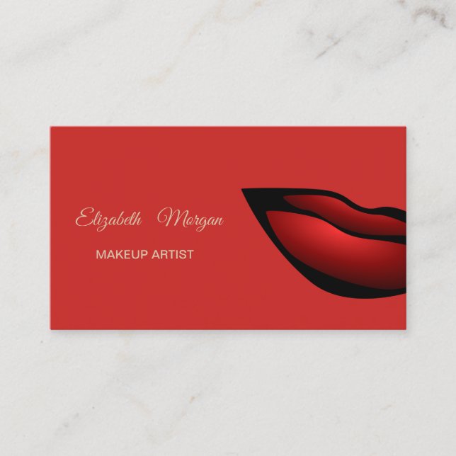 Elegant Modern Professional  Red  Lips Business Card (Front)