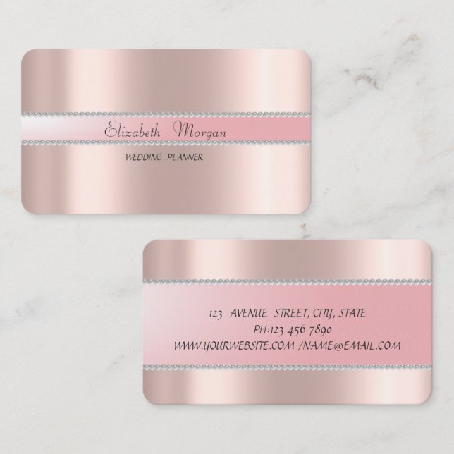Elegant Modern Professional Rose Gold,Pearls Business Card (Front/Back)