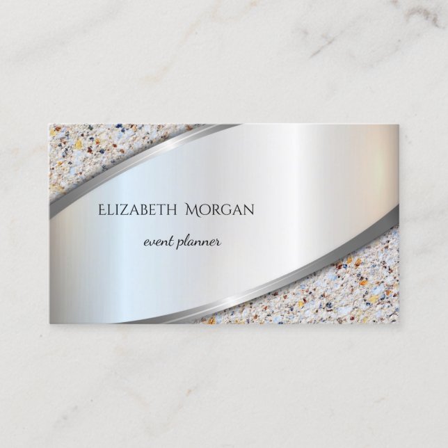 Elegant  Modern Professional Silver, Marble Business Card (Front)