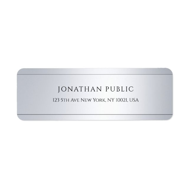 Elegant Modern Professional Silver Return Address Return Address Label (Front)