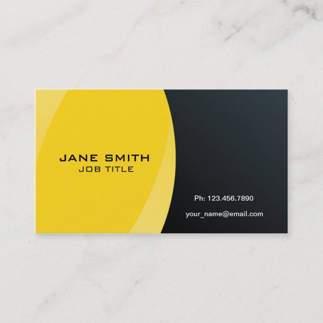 Elegant Modern Professional Yellow and Black Business Card (Front)