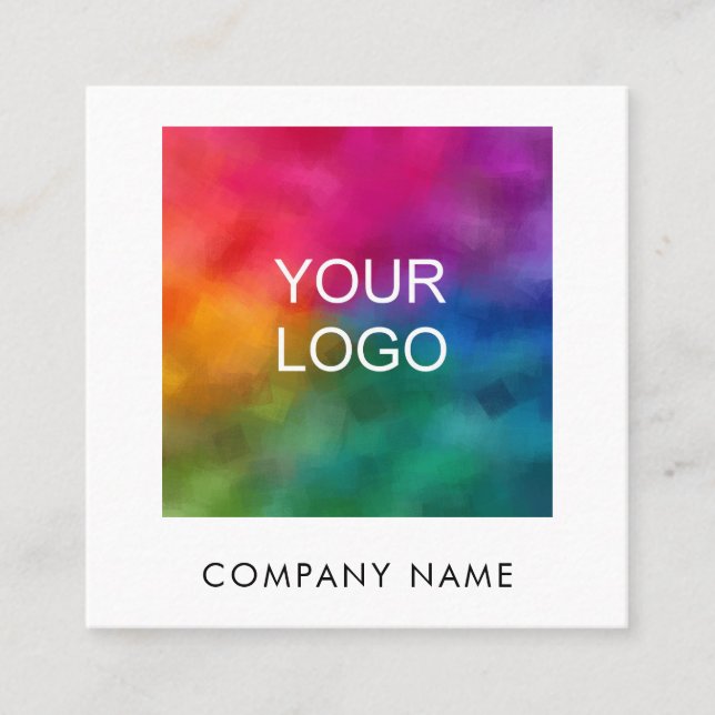 Elegant Modern Professional Your Company Logo Here Square Business Card (Front)