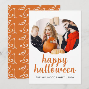 Elegant Modern Pumpkin Frame Halloween  Holiday Card