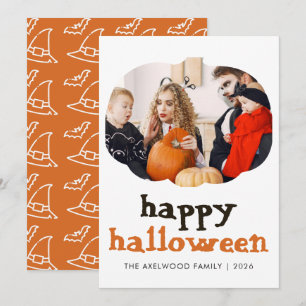 Elegant Modern Pumpkin Frame Halloween  Holiday Card