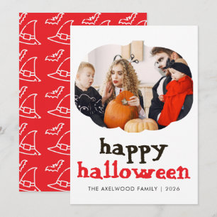 Elegant Modern Pumpkin Frame Halloween Holiday Card