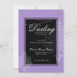 Elegant modern purple & black bridal shower  invitation