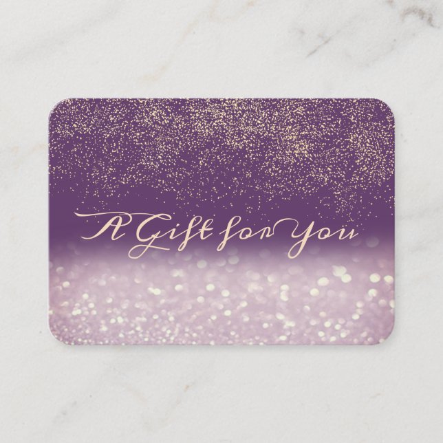 Elegant Modern Purple  Confetti, Glitter Bokeh Discount Card (Front)