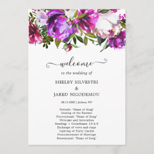 Elegant Modern Purple Floral Wedding Program