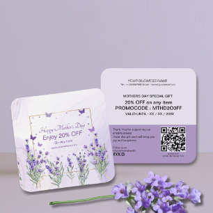 Elegant Modern Purple Gold Spring Flower Discount Card