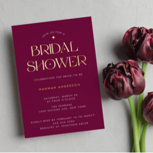 Elegant Modern Purple Gold Star Bridal Shower