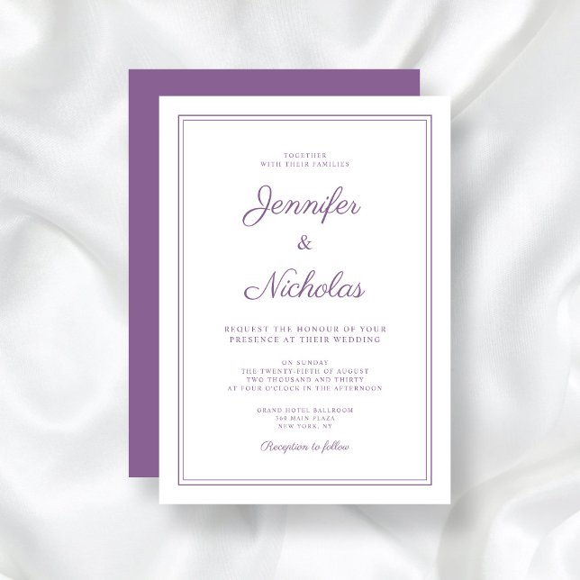 Elegant Modern Purple Lilac Script Wedding Invitation (Elegant Modern Purple Lilac Script Wedding Invitation)
