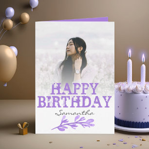 Elegant Modern Purple Photo Watercolor  Card