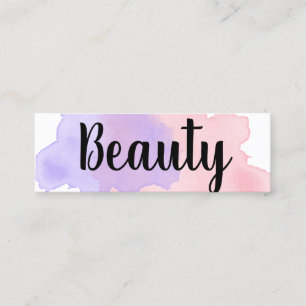 Elegant modern purple & pink watercolor beauty mini business card