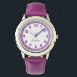 Elegant Modern Purple Stylish Custom Kids Watch<br><div class="desc">Designed for the kid who is learning to read the time, the face of the watch has clear readable dial, and fun cool stylish snazzy colour. The hour and every 5 minutes are clearly written while the 5-minute-in-between are indicated by a short line to help the kid learn to read...</div>