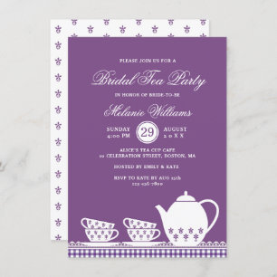 Elegant Modern Purple Tea Party Bridal Shower Invitation