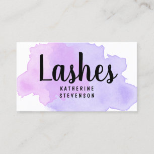 Elegant modern purple & violet watercolor lashes business card