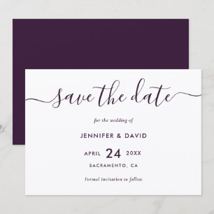 Elegant Modern Purple Wedding Save The Date