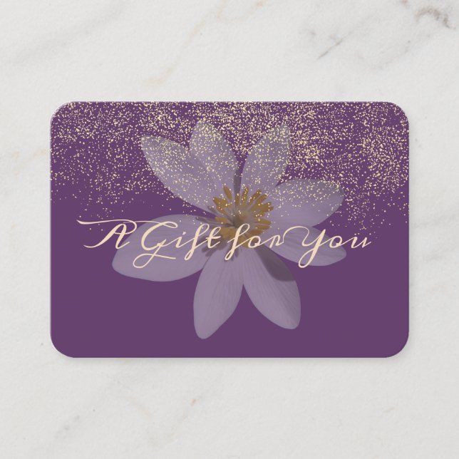 Elegant Modern Purple,White Daisy,  Confetti Discount Card (Front)