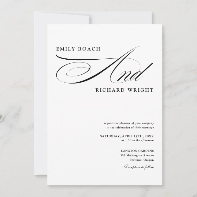 Elegant Modern QR Code Black And White Wedding Invitation (Front)