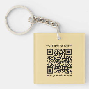 Elegant Modern QR Code Gold Colour Double Sided Key Ring