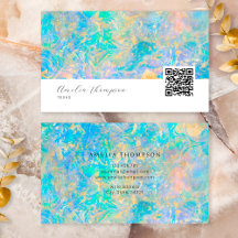 Elegant Modern Qr Code Gold Opal Stone