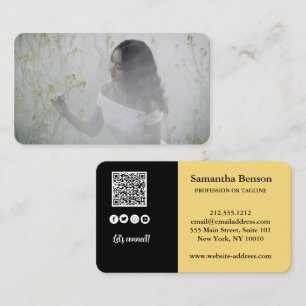 Elegant Modern QR Code Photo Social Media Icons Business Card