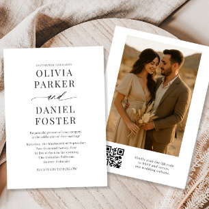 Elegant Modern QR Code Photo Wedding Invitation