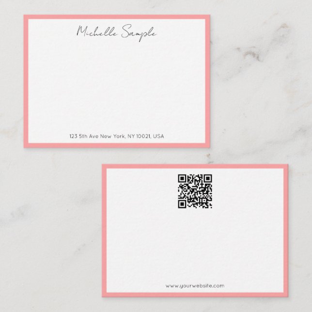 Elegant Modern QR Code Typography Script Name Card (Front/Back)