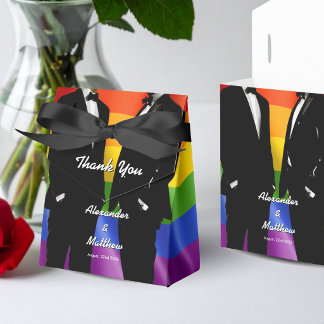Elegant Modern Rainbow Gay Men Wedding Favour Box